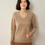Sweater for Women 100 Merino Wool V Neck Sweater Fall Winter Basic Warm Pullovers Long Sleeve Soft Knit Jumpers Female Clothing
