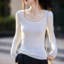 Women 100 Merino Wool U-neck Base Knit Sweater Solid Color Warm Skin Friendly Fashionable Long Sleeved Autumn Winter Top Cloth