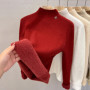 fleece sweaters,Women's Long Sleeve sweater, Thick, Warm, Bottoming, Velvet, Half Turtleneck, Pullover, Casual,Autumn, Winter,