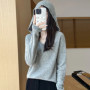 Women Autumn Winter Clothing Hooded Collar Pullover 100 Merino Wool Sweater New Fashion Cashmere Tops Bottoming Knitwear Soft