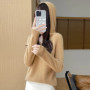 Women Autumn Winter Clothing Hooded Collar Pullover 100 Merino Wool Sweater New Fashion Cashmere Tops Bottoming Knitwear Soft