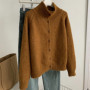 Autumn Winter Women Korean Vintage Cardigan Knitted Sweater Coat Turtleneck Long Sleeve Knitwear Female Clothes Sweater Jacket