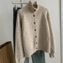 Autumn Winter Women Korean Vintage Cardigan Knitted Sweater Coat Turtleneck Long Sleeve Knitwear Female Clothes Sweater Jacket