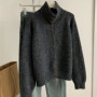 Autumn Winter Women Korean Vintage Cardigan Knitted Sweater Coat Turtleneck Long Sleeve Knitwear Female Clothes Sweater Jacket