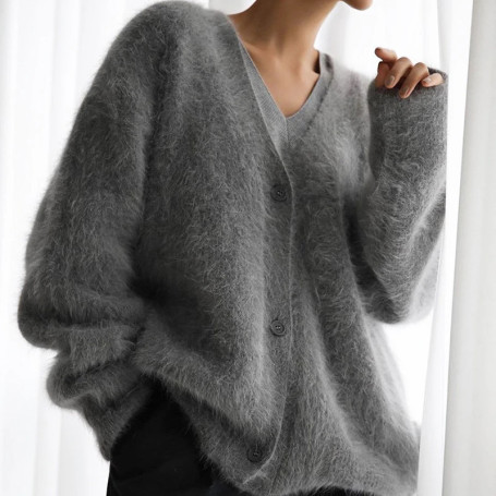 2025 Autumn Imitation Mink Cardigan Long Sleeve Knitted Women's Tops Casual Comfort Chic Knitwear Sweater