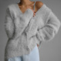 2025 Autumn Imitation Mink Cardigan Long Sleeve Knitted Women's Tops Casual Comfort Chic Knitwear Sweater