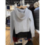Grey Knitted Cropped Sweater Cardigan Woman Autumn Single Breasted Long Sleeve Drawstring Hooded Slim Crop Top Cotton Sweaters