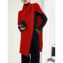 Gymystars High Neck Women's Sweater Solid Color Turtleneck Pullovers Fashion New Loose Asymmetric Split-Joint Casual Female Tops