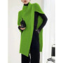 Gymystars High Neck Women's Sweater Solid Color Turtleneck Pullovers Fashion New Loose Asymmetric Split-Joint Casual Female Tops