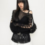 Y2K Hollow Out Knitted Pullovers Women Korean Harajuku Oversized Sweater Summer Sexy Slash Collar Long Sleeve Sunscreen Jumper