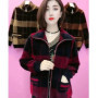 Large Size Middle Aged Mother Imitation Mink Velvet Coat Autumn Winter Thicken Warm Knitted Sweater Zipper Cardigan Jacket