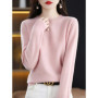 Fashion 100 Merino Wool Women's Sweater O-Neck Long Sleeve Pullover Spring Autumn Winter Basic Jumper Clothing Knitwear Tops