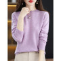 Fashion 100 Merino Wool Women's Sweater O-Neck Long Sleeve Pullover Spring Autumn Winter Basic Jumper Clothing Knitwear Tops
