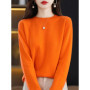 Fashion 100 Merino Wool Women's Sweater O-Neck Long Sleeve Pullover Spring Autumn Winter Basic Jumper Clothing Knitwear Tops