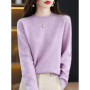 Fashion 100 Merino Wool Women's Sweater O-Neck Long Sleeve Pullover Spring Autumn Winter Basic Jumper Clothing Knitwear Tops