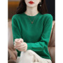 Fashion 100 Merino Wool Women's Sweater O-Neck Long Sleeve Pullover Spring Autumn Winter Basic Jumper Clothing Knitwear Tops