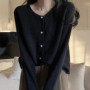 Solid Cardigan Sweater Fall Women Clothing Korean Fashion O-neck Long Sleeve Top Single Breasted Sweet Knitted Mujer Outerwear