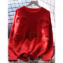 Lazy Style Pullovers Long Sleeve Solid Color Heart Flocking Autumn Winter Sweaters Loose Design All Match Women Clothing 2024