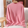 Fall/Winter New Wool Semi-turtle neck Fashion Mink Cashmere Women's Long Sleeve Shirt Loose Knitwear