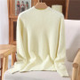 Fall/Winter New Wool Semi-turtle neck Fashion Mink Cashmere Women's Long Sleeve Shirt Loose Knitwear