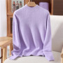 Fall/Winter New Wool Semi-turtle neck Fashion Mink Cashmere Women's Long Sleeve Shirt Loose Knitwear
