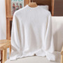 Fall/Winter New Wool Semi-turtle neck Fashion Mink Cashmere Women's Long Sleeve Shirt Loose Knitwear