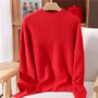 Fall/Winter New Wool Semi-turtle neck Fashion Mink Cashmere Women's Long Sleeve Shirt Loose Knitwear