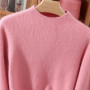 Fall/Winter New Wool Semi-turtle neck Fashion Mink Cashmere Women's Long Sleeve Shirt Loose Knitwear