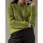 Women's Winter Sweater 2025 Warm Pullovers O Neck Knitwear Loose Knit Jumpers Basic Brown Sweaters For Women Winter Pink