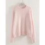 Women's Winter Sweater 2025 Warm Pullovers O Neck Knitwear Loose Knit Jumpers Basic Brown Sweaters For Women Winter Pink