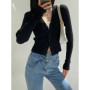 2025 Summer Fashion Knitwear Cardigan Top Women's Ribbed Patchwork Slim Casual Cropped Inner Top Women's Knit Cardigan Outwear