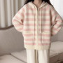OCEANLOVE Cardigans Stripes Autumn Winter Japanese Style Kawaii Women Sweaters Fashion Zipper Hooded Vintage Sueter Mujer