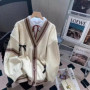 Japanese Bow Sweater Jacket For Women's Autumn And Winter 2025 New Loose And Lazy Style Design Anti-aging Knitted Cardigan