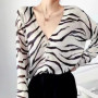 WinvyNee Women's Spring Wool V Neck Long Sleeve Knit Cardigan Zebra Stripe Pattern Elegant Soft Stylish Coats Outwear ZA1047002
