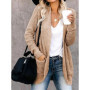 Fashion cardigan autumn and winter knit sweater women's new curved front loose casual women's wear
