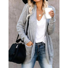 Fashion cardigan autumn and winter knit sweater women's new curved front loose casual women's wear