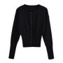 Tossy Autumn Fashion Knitwear Cardigan Top Women's Ribbed Patchwork Slim Casual Cropped Inner Top Women's Knit Cardigan Outwear