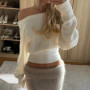 Solid Off-Shoulder Sweater Loose Slash Neck Long Sleeve Knitted Pullovers Women Autumn Winter Fashion Casual Lady