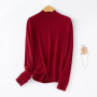 WinvyNee Women Worsted Wool Mock Neck Plain Long Sleeve Pullover Spring Autumn Smooth Soft Daily Versatile Casual Wear A1757014A