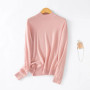 WinvyNee Women Worsted Wool Mock Neck Plain Long Sleeve Pullover Spring Autumn Smooth Soft Daily Versatile Casual Wear A1757014A