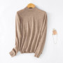 WinvyNee Women Worsted Wool Mock Neck Plain Long Sleeve Pullover Spring Autumn Smooth Soft Daily Versatile Casual Wear A1757014A