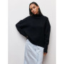 2025 Autumn Women Turtleneck Sweater Oversized Elegant Thick Pullover Black Knitted Spring Female Jumper Long Sleeve Sweaters