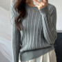 WinvyNee Women's Cotton Long-Sleeve O Neck Slim Pullover Solid Casual Warm Basic Knitted Tops Autumn Winter Clothing A1002034