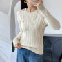 WinvyNee Women's Cotton Long-Sleeve O Neck Slim Pullover Solid Casual Warm Basic Knitted Tops Autumn Winter Clothing A1002034