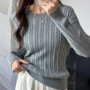 WinvyNee Women's Cotton Long-Sleeve O Neck Slim Pullover Solid Casual Warm Basic Knitted Tops Autumn Winter Clothing A1002034