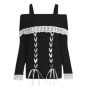 Y2k Cable Knitted Ribbon Tie-up Sweater Kawaii Lace Trim Off Shoulder Pullovers Preppy Aesthetic Vintage Jumpers Cute Outfits