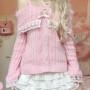 Y2k Cable Knitted Ribbon Tie-up Sweater Kawaii Lace Trim Off Shoulder Pullovers Preppy Aesthetic Vintage Jumpers Cute Outfits