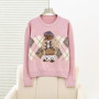 High Quality European Brand Bear Design Ladies Knit Sweater Pullover Knitted Tops Knitwear Women Clothes Jumper