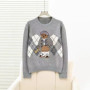 High Quality European Brand Bear Design Ladies Knit Sweater Pullover Knitted Tops Knitwear Women Clothes Jumper