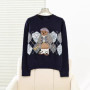 High Quality European Brand Bear Design Ladies Knit Sweater Pullover Knitted Tops Knitwear Women Clothes Jumper